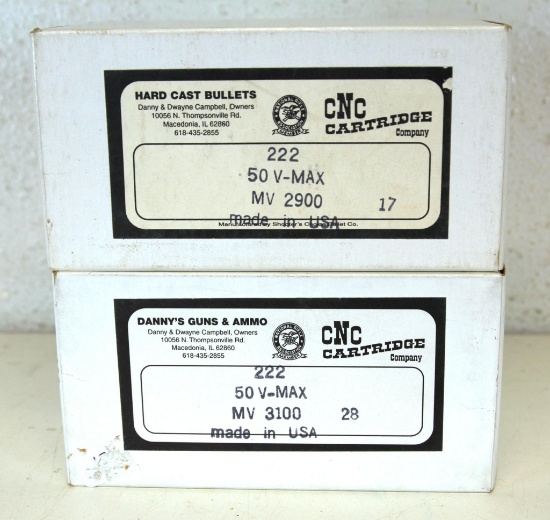 2 Full Boxes CNC Cartridge Co .222 V-Max Cartridges Ammunition