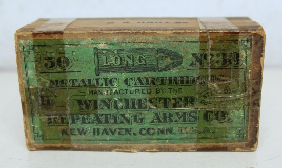Full Vintage Two Piece Box Winchester .38 Long Rimfire Cartridges Ammunition