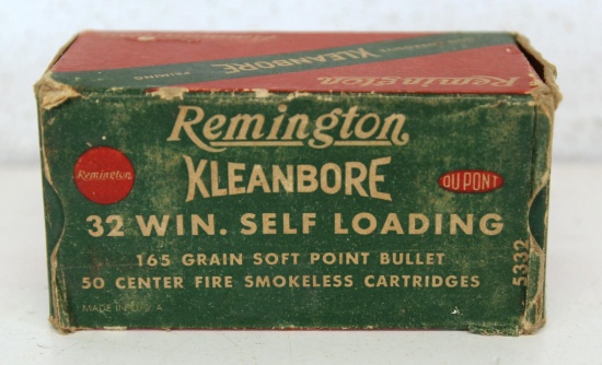 Full Vintage Box Remington .32 Win. Self-Loading 165 gr. SP Cartridges Ammunition