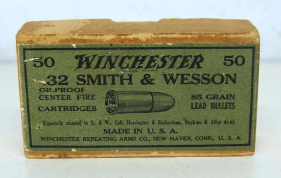 Full Vintage Two Piece Box Winchester .32 S&W 85 gr. Cartridges Ammunition