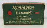 Full Vintage Box Remington .220 Swift 48 gr. SP Cartridges Ammunition