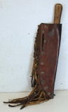 Double Edge Knife Marked G.M. Maloney with U.S. Stamped Leather Sheath, 9