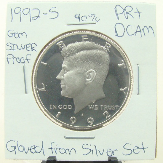 90% Silver Gem Proof 1992-S Kennedy Half Dollar