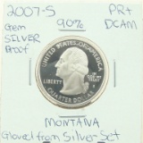 90% Silver Gem Proof 2007-S Montana State Quarter