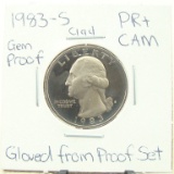 Clad Gem Proof 1983-S Washington Quarter