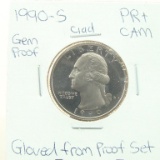 Clad Gem Proof 1990-S Washington Quarter