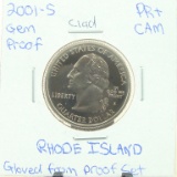 Clad Gem Proof 2001-S Rhode Island State Quarter