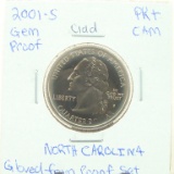 Clad Gem Proof 2001-S North Carolina State Quarter