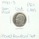 Clad Gem Proof 1981-S Roosevelt Dime