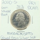 90% Silver Gem Proof 2000-S Massachusettes State Quarter