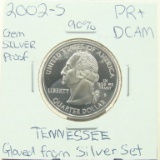 90% Silver Gem Proof 2002-S Tennessee State Quarter