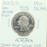 90% Silver Gem Proof 2003-S Alabama State Quarter