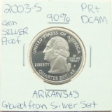 90% Silver Gem Proof 2003-S Arkansas State Quarter