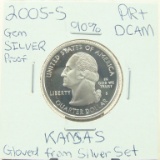 90% Silver Gem Proof 2005-S Kansas State Quarter