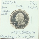 90% Silver Gem Proof 2005-S West Virginia State Quarter