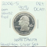 90% Silver Gem Proof 2006-S North Dakota State Quarter