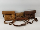 Lot Of 3 Leather Black Powder Shooters Bag &