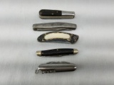 Lot Of 5 Misc Pocket Knives- Multi Use