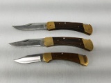 Lot Of 3 Great Buck Knives #s 110/112/110