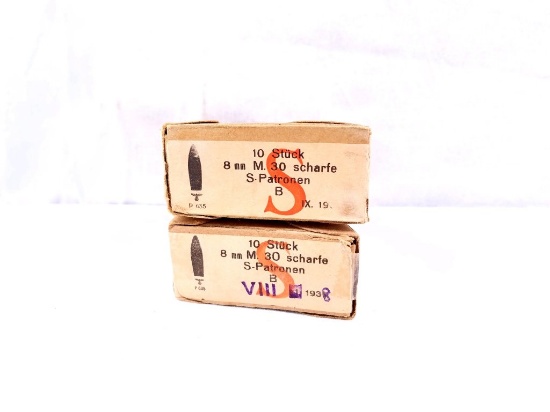 Nazi Marked 8mm Ammo dated 1938 Very Collectable