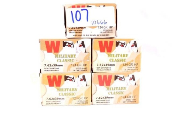 Lot Of 5 Boxes W Military Classic 7.62 X 39mm Ammo