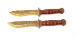 Set Of 2 Brass Engraved Dagger / Knives