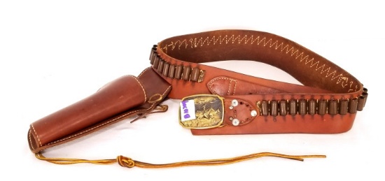 Hunter Leather Ammo Belt 44" With American Cowboy