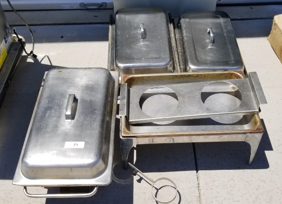 Lot Of 4 Commercial Chafing Dishes 3 W/lids