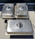 Lot Of 3 Commercial Chafind Dishes W/lids