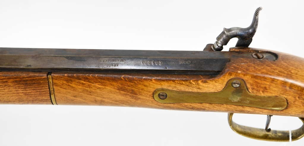 jukar spain 45 cal black powder flint lock rifle serial 180594