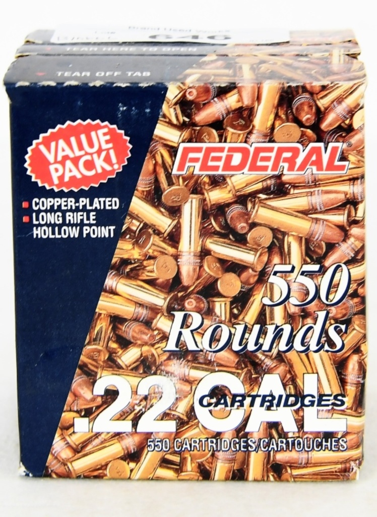550 Rds Federal 22 Lr Ammunition Hollow Point 36g Firearms Military Artifacts Firearms Ammunition Bullets Online Auctions Proxibid