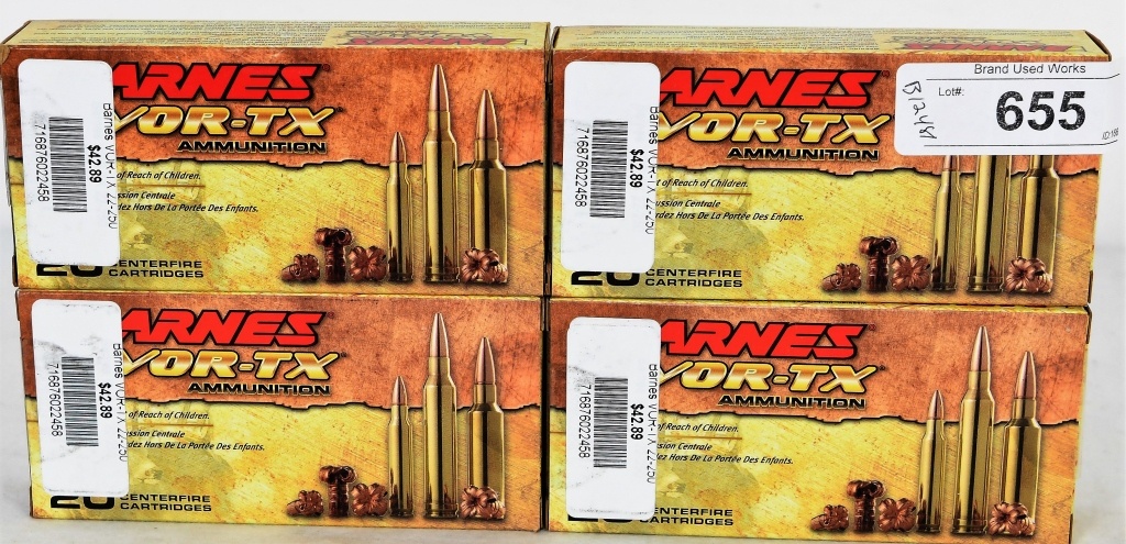 Lot 80 Rounds Of Barnes Vor Tx 22 250 Rem 50 Grain Proxibid