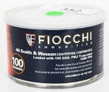 100 rds FIOCCHI 40 S&W 180 gr FMJ Truncated ammo