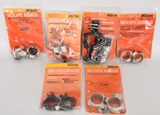 Lot of 6 Millett Scope Rings MISC