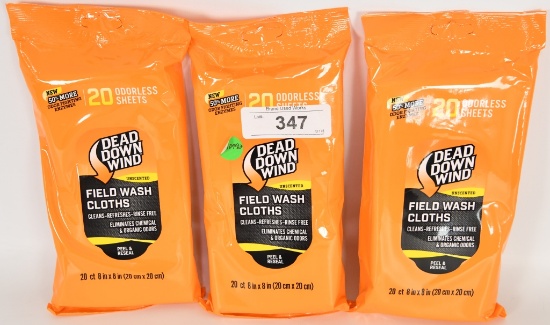 3 pks of DEAD DOWN WIND Field Wash Cloths