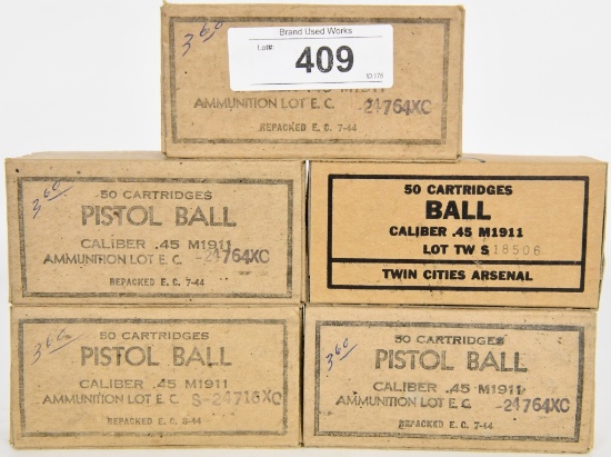 250 RDS OF PISTOL BALL M1911 .45 CAL