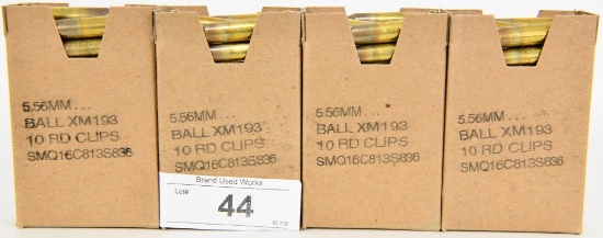 120 RDS of Ball 5.56MM Cartridges on Stripper Clip