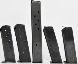 (5) Single Stack 9mm Magazines Various Capacity