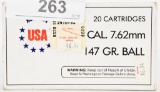 20 Rds of USA 7.62 Cal Ball Cartridges