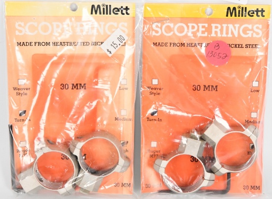 Lot of 2 Millett Scope Rings 30MM Turn In - High