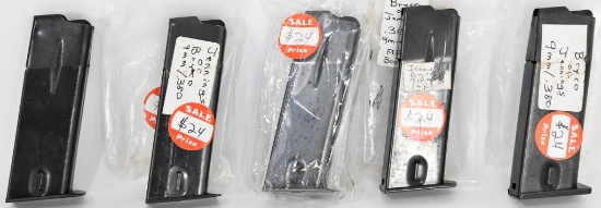 (5) Bryco or Jennings .380 / 9mm Flat Bottom Mags