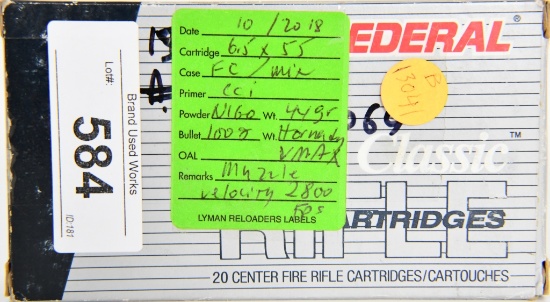 20 rds Remanufactured FC 6.5 x 55 ammunition
