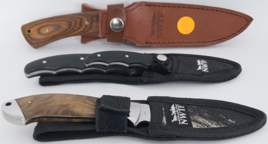 Lot of 3 NWTF Fixed Blade Knives W/ Sheath