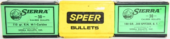 Speer Bullets .457 round ball & Sierra 30 cal bull