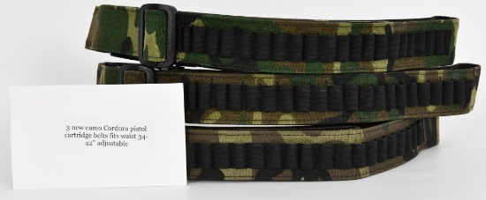 LOT OF 3 HUNTER camo Cordura Pistol ammo Belt