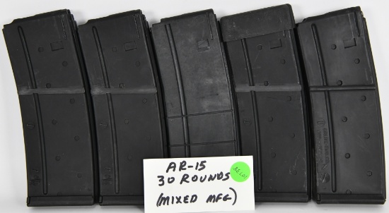 Lot of 5 AR-15 30 Round Magazines Mixed Manufa.