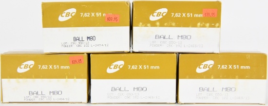 250 Rounds Of CBC Gold Dot Ball M80 .308 Ammo