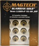 20 Rounds Of Magtech 9mm +P Luger Ammunition