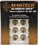 20 Rounds Of Magtech 9mm +P Luger Ammunition