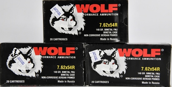 60 Rounds Of Wolf Performance 7.62x54R Ammunition